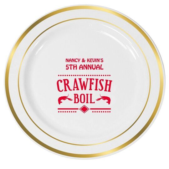 Crawfish Boil Premium Banded Plastic Plates